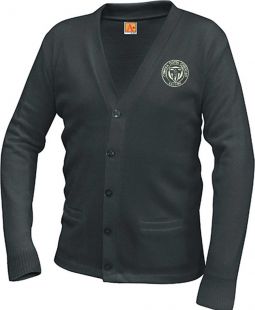 Youth & Adult Two-Pocket V-Neck Cardigan, Charcoal Heather
